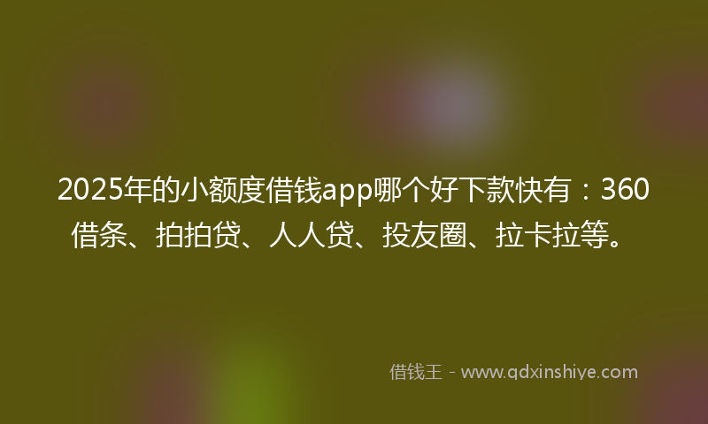 2025年的小额度借钱app哪个好下款快有：360借条、拍拍贷、人人贷、投友圈、拉卡拉等。