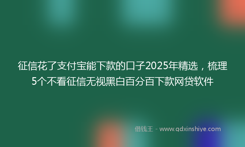 征信花了支付宝能下款的口子2025年精选，梳理5个不看征信无视黑白百分百下款网贷软件