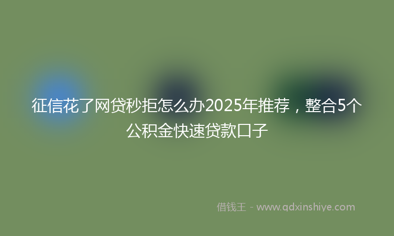 征信花了网贷秒拒怎么办2025年推荐，整合5个公积金快速贷款口子