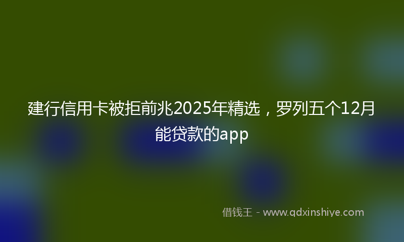 建行信用卡被拒前兆2025年精选，罗列五个12月能贷款的app
