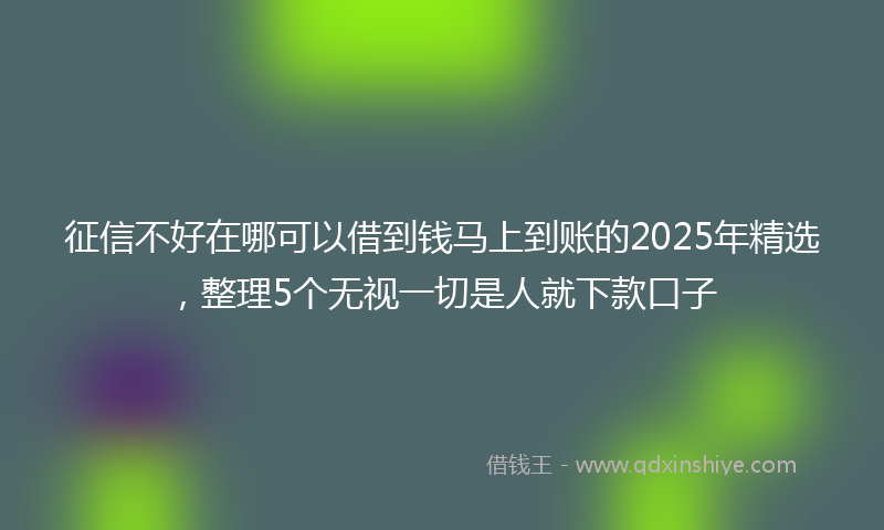 征信不好在哪可以借到钱马上到账的2025年精选，整理5个无视一切是人就下款口子