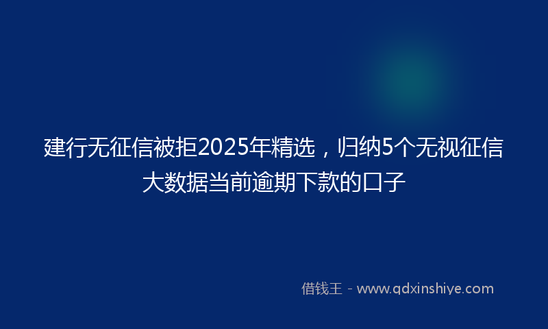 建行无征信被拒2025年精选，归纳5个无视征信大数据当前逾期下款的口子