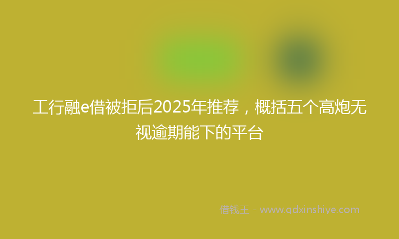 工行融e借被拒后2025年推荐，概括五个高炮无视逾期能下的平台