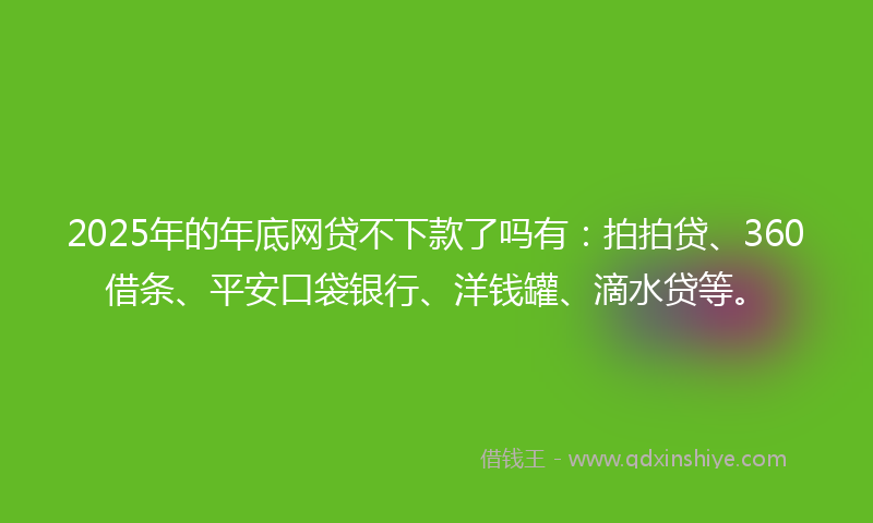 2025年的年底网贷不下款了吗有：拍拍贷、360借条、平安口袋银行、洋钱罐、滴水贷等。
