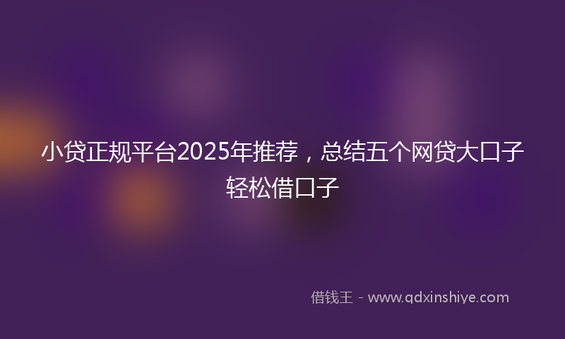 小贷正规平台2025年推荐，总结五个网贷大口子轻松借口子