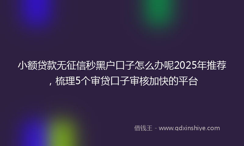 小额贷款无征信秒黑户口子怎么办呢2025年推荐，梳理5个审贷口子审核加快的平台