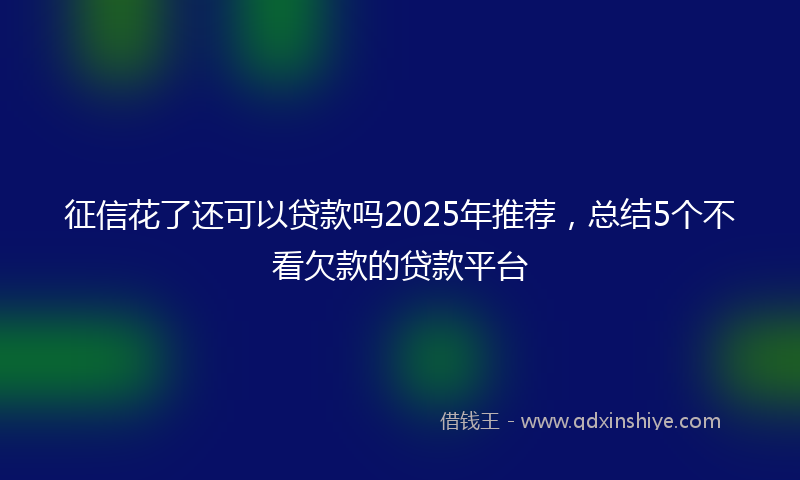征信花了还可以贷款吗2025年推荐，总结5个不看欠款的贷款平台