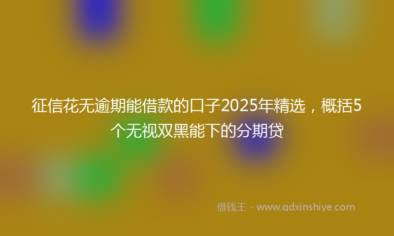 征信花无逾期能借款的口子2025年精选，概括5个无视双黑能下的分期贷