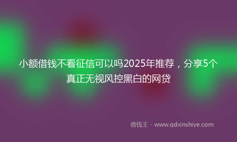 小额借钱不看征信可以吗2025年推荐，分享5个真正无视风控黑白的网贷