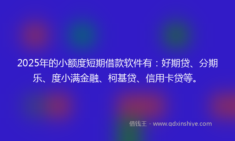 2025年的小额度短期借款软件有：好期贷、分期乐、度小满金融、柯基贷、信用卡贷等。