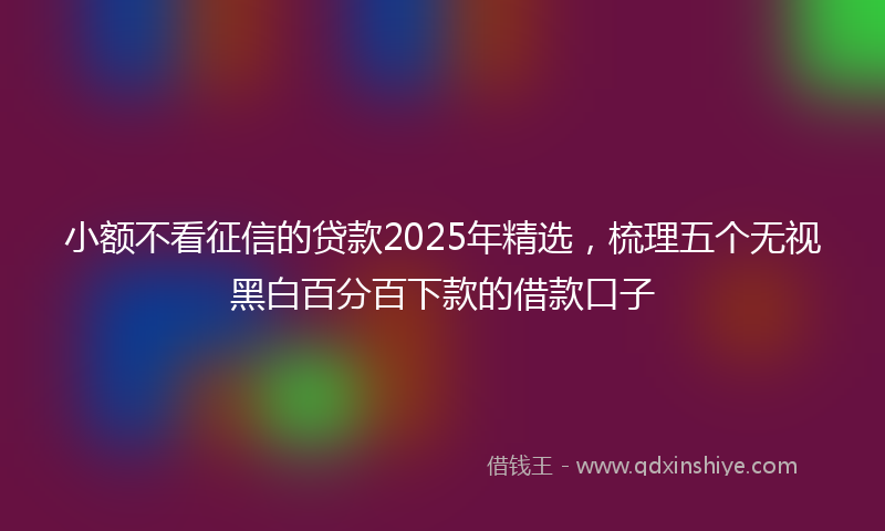 小额不看征信的贷款2025年精选，梳理五个无视黑白百分百下款的借款口子