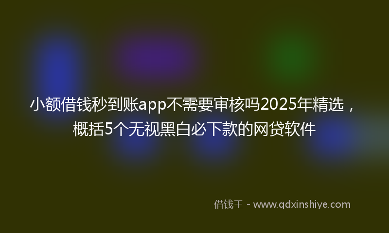 小额借钱秒到账app不需要审核吗2025年精选，概括5个无视黑白必下款的网贷软件