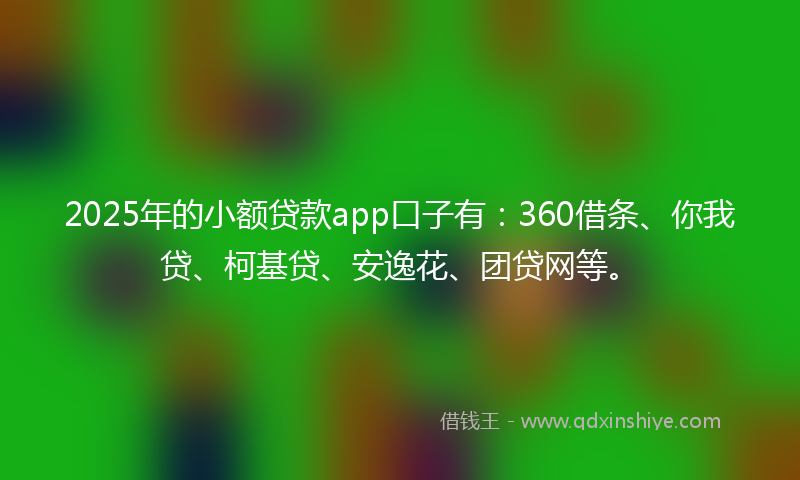 2025年的小额贷款app口子有：360借条、你我贷、柯基贷、安逸花、团贷网等。