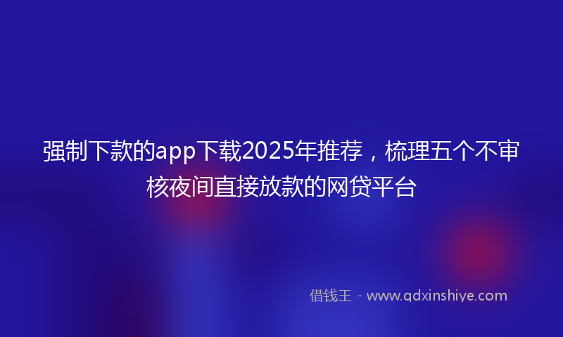 强制下款的app下载2025年推荐，梳理五个不审核夜间直接放款的网贷平台