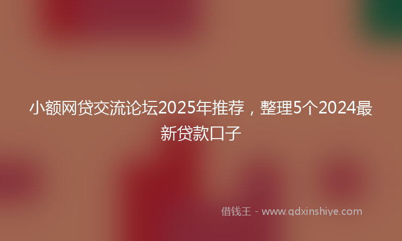 小额网贷交流论坛2025年推荐，整理5个2024最新贷款口子