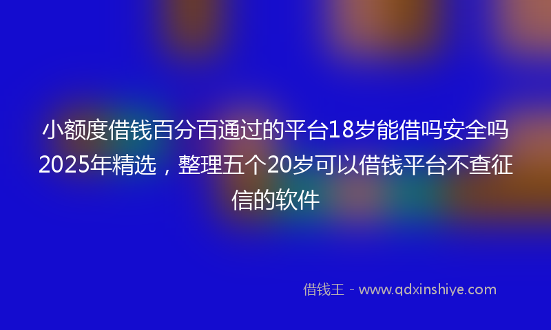 小额度借钱百分百通过的平台18岁能借吗安全吗2025年精选，整理五个20岁可以借钱平台不查征信的软件