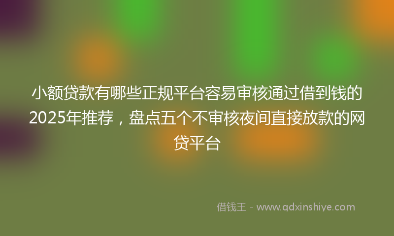 小额贷款有哪些正规平台容易审核通过借到钱的2025年推荐，盘点五个不审核夜间直接放款的网贷平台