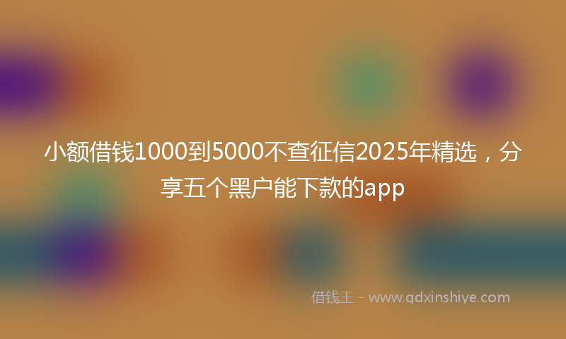 小额借钱1000到5000不查征信2025年精选，分享五个黑户能下款的app