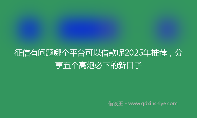 征信有问题哪个平台可以借款呢2025年推荐，分享五个高炮必下的新口子
