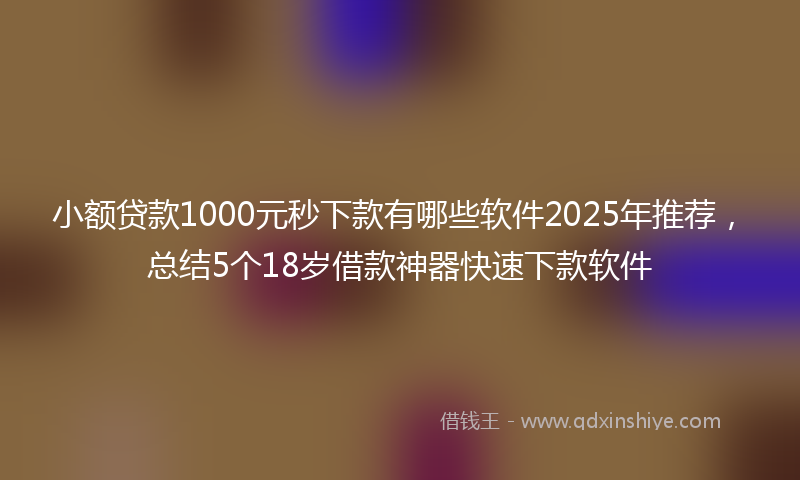 小额贷款1000元秒下款有哪些软件2025年推荐，总结5个18岁借款神器快速下款软件