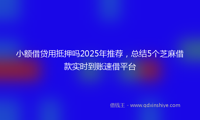 小额借贷用抵押吗2025年推荐，总结5个芝麻借款实时到账速借平台