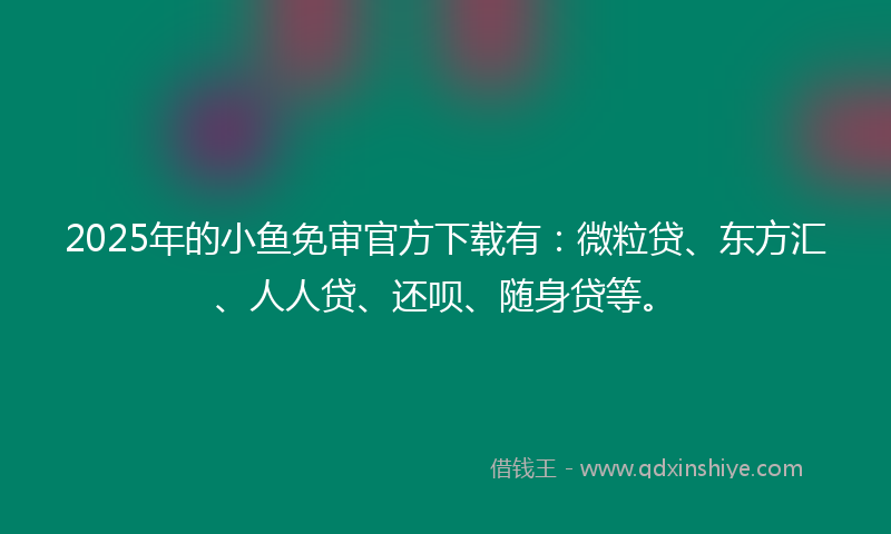 2025年的小鱼免审官方下载有：微粒贷、东方汇、人人贷、还呗、随身贷等。