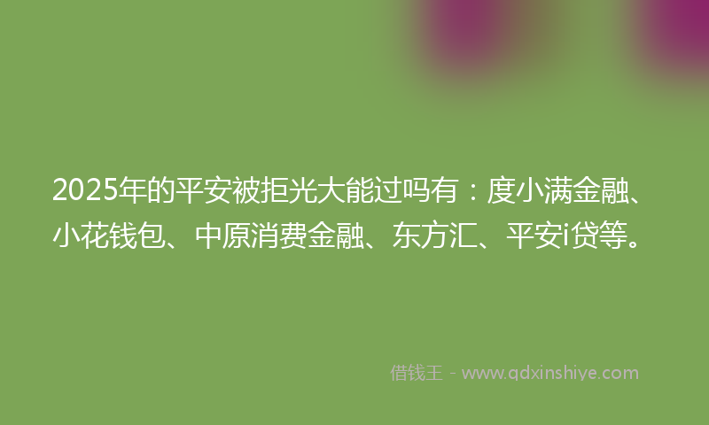 2025年的平安被拒光大能过吗有：度小满金融、小花钱包、中原消费金融、东方汇、平安i贷等。
