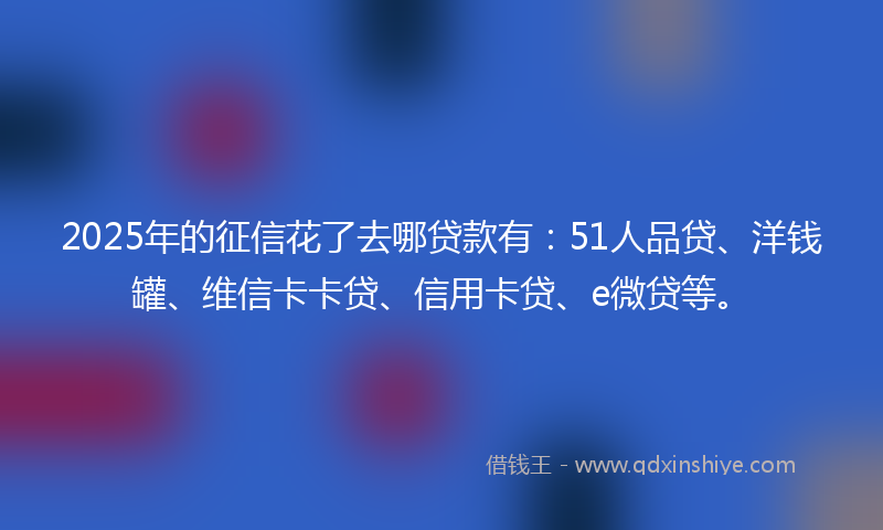 2025年的征信花了去哪贷款有：51人品贷、洋钱罐、维信卡卡贷、信用卡贷、e微贷等。