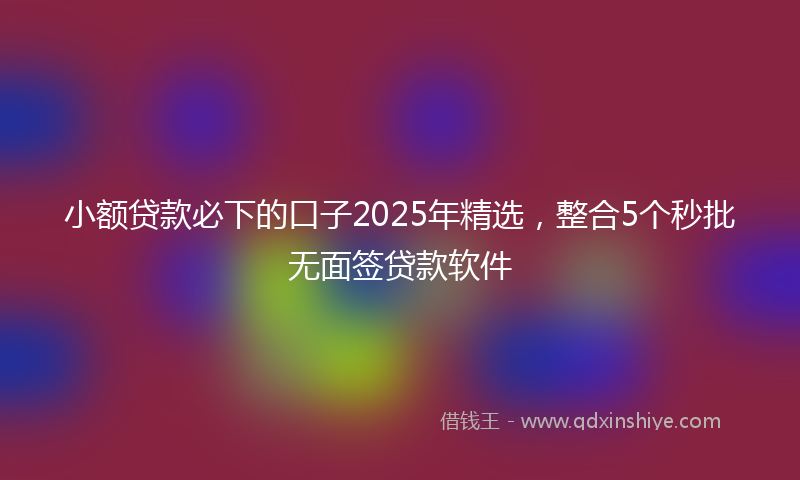 小额贷款必下的口子2025年精选，整合5个秒批无面签贷款软件