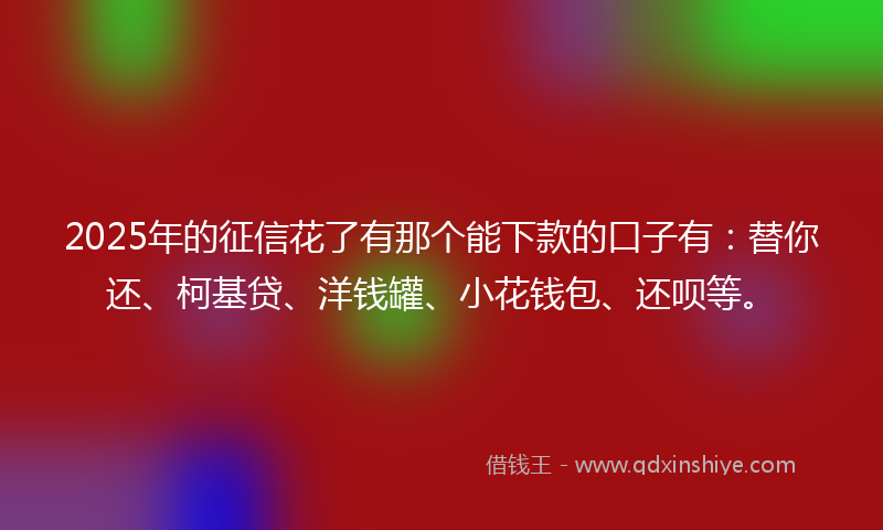 2025年的征信花了有那个能下款的口子有：替你还、柯基贷、洋钱罐、小花钱包、还呗等。