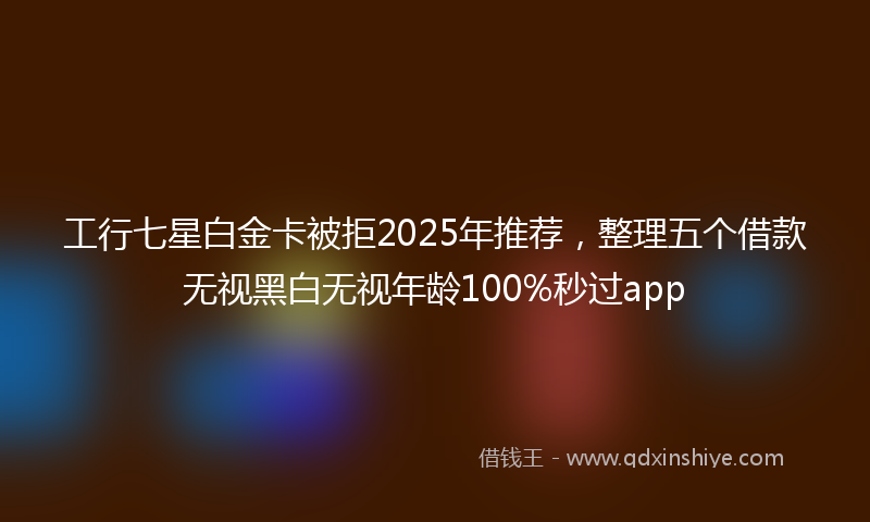 工行七星白金卡被拒2025年推荐，整理五个借款无视黑白无视年龄100%秒过app