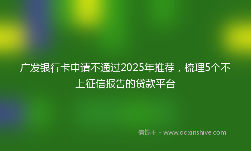 广发银行卡申请不通过2025年推荐，梳理5个不上征信报告的贷款平台