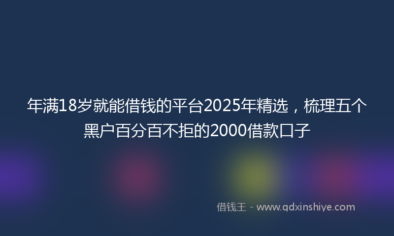 年满18岁就能借钱的平台2025年精选，梳理五个黑户百分百不拒的2000借款口子