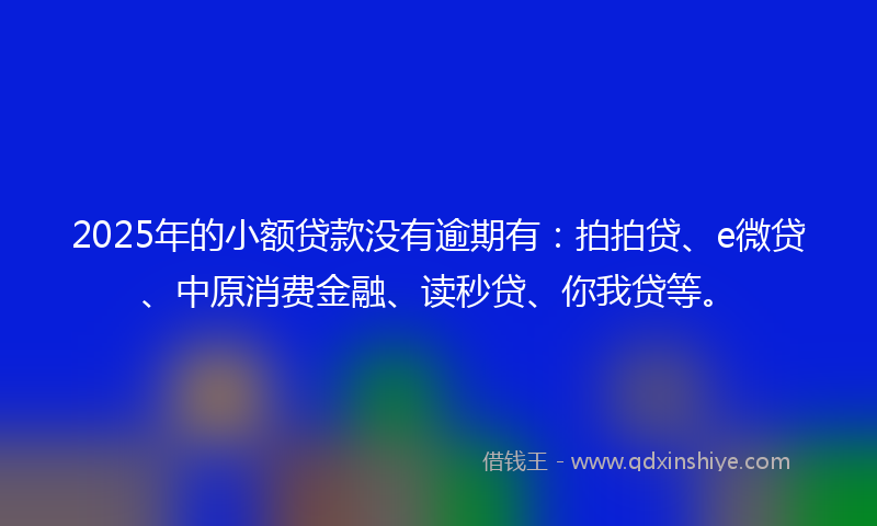 2025年的小额贷款没有逾期有：拍拍贷、e微贷、中原消费金融、读秒贷、你我贷等。
