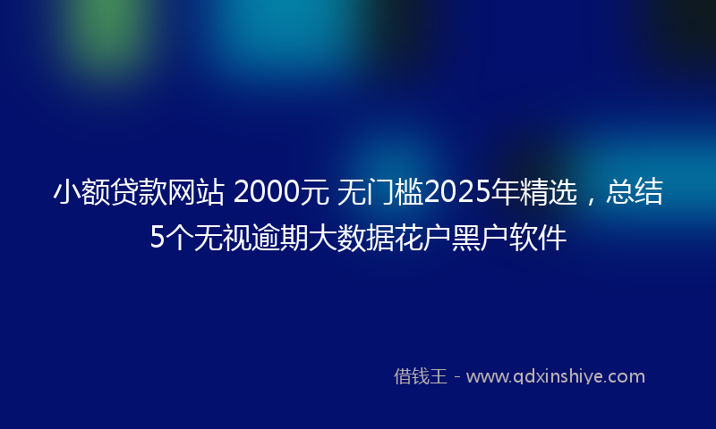 小额贷款网站 2000元 无门槛2025年精选，总结5个无视逾期大数据花户黑户软件