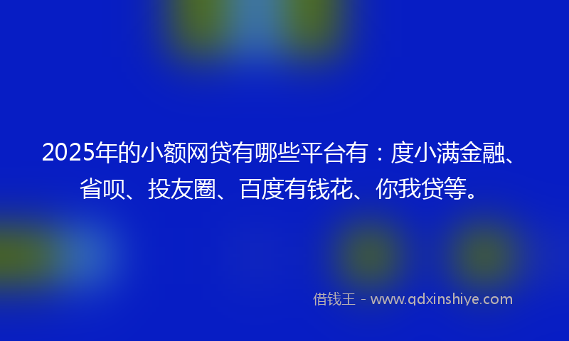 2025年的小额网贷有哪些平台有：度小满金融、省呗、投友圈、百度有钱花、你我贷等。