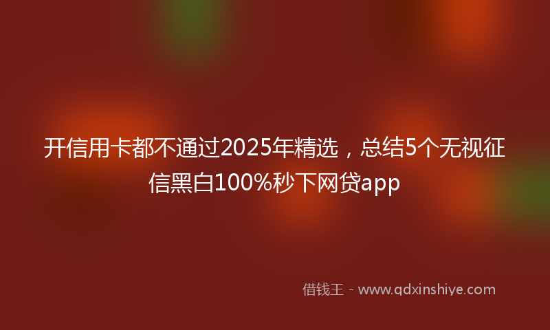 开信用卡都不通过2025年精选，总结5个无视征信黑白100%秒下网贷app