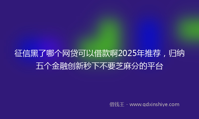 征信黑了哪个网贷可以借款啊2025年推荐，归纳五个金融创新秒下不要芝麻分的平台