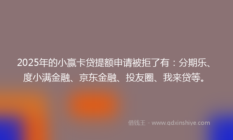 2025年的小赢卡贷提额申请被拒了有：分期乐、度小满金融、京东金融、投友圈、我来贷等。