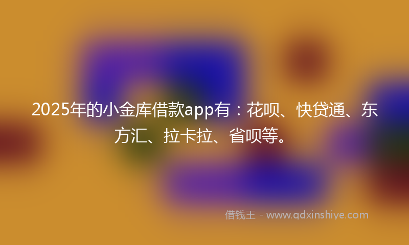 2025年的小金库借款app有：花呗、快贷通、东方汇、拉卡拉、省呗等。