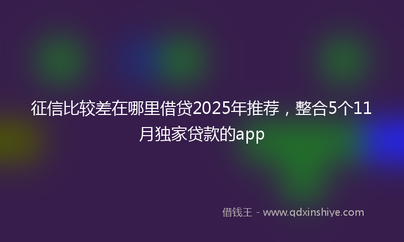 征信比较差在哪里借贷2025年推荐，整合5个11月独家贷款的app