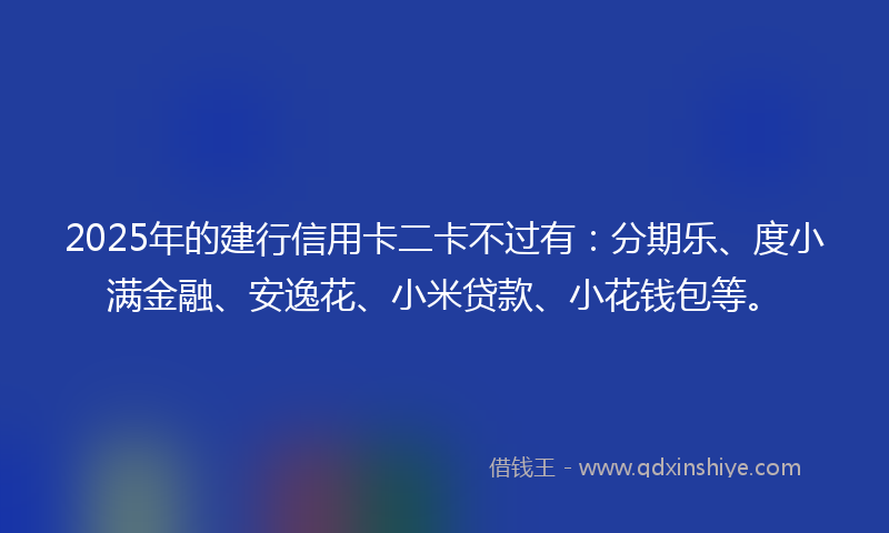 2025年的建行信用卡二卡不过有：分期乐、度小满金融、安逸花、小米贷款、小花钱包等。