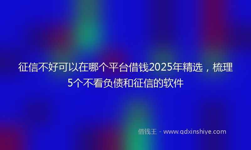 征信不好可以在哪个平台借钱2025年精选，梳理5个不看负债和征信的软件