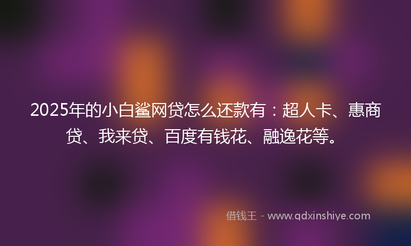 2025年的小白鲨网贷怎么还款有：超人卡、惠商贷、我来贷、百度有钱花、融逸花等。