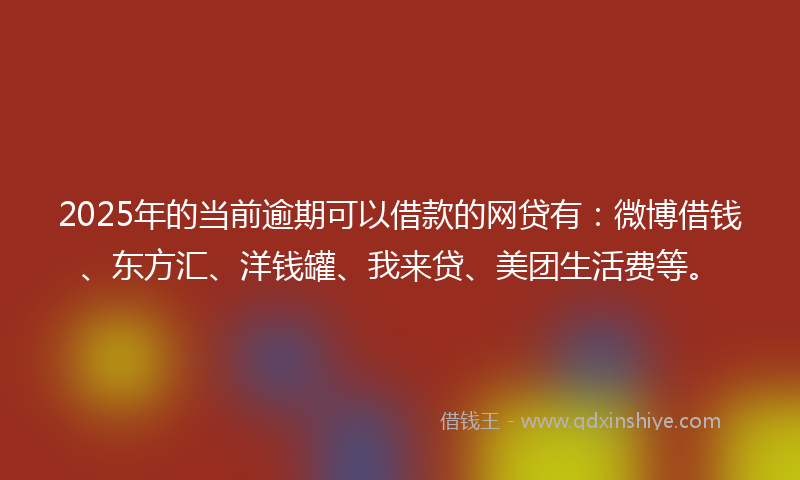 2025年的当前逾期可以借款的网贷有：微博借钱、东方汇、洋钱罐、我来贷、美团生活费等。
