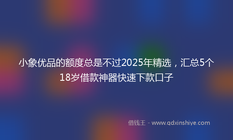小象优品的额度总是不过2025年精选，汇总5个18岁借款神器快速下款口子