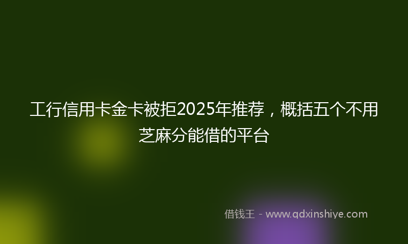 工行信用卡金卡被拒2025年推荐，概括五个不用芝麻分能借的平台