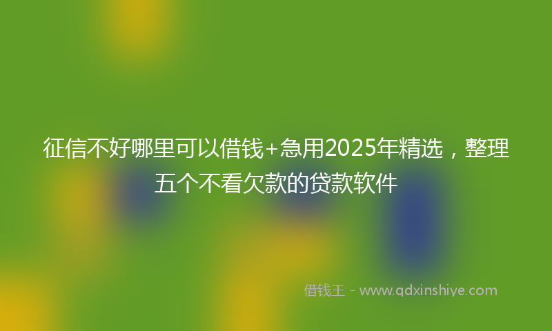征信不好哪里可以借钱+急用2025年精选，整理五个不看欠款的贷款软件
