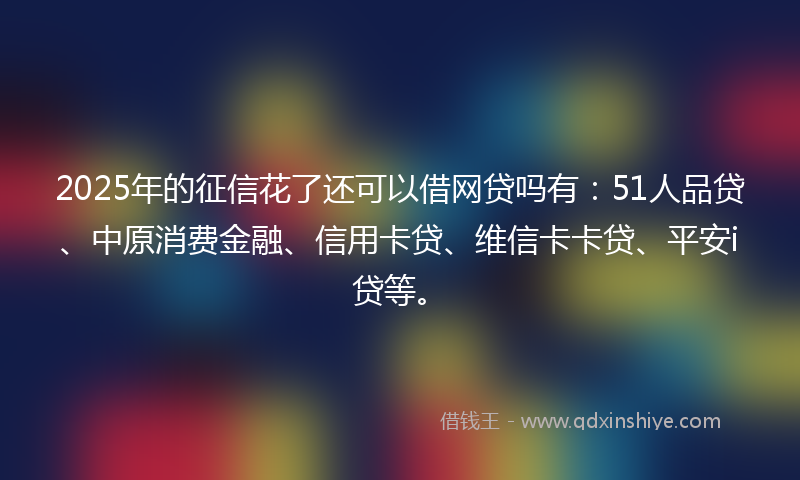 2025年的征信花了还可以借网贷吗有：51人品贷、中原消费金融、信用卡贷、维信卡卡贷、平安i贷等。