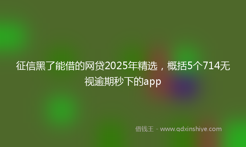 征信黑了能借的网贷2025年精选，概括5个714无视逾期秒下的app